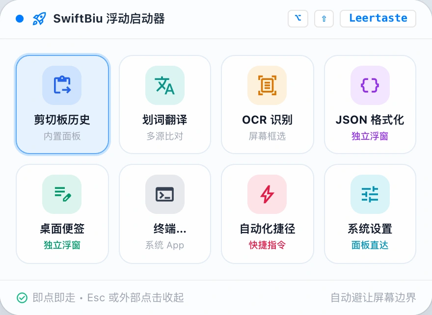 SwiftBiu Floating Launcher Panel