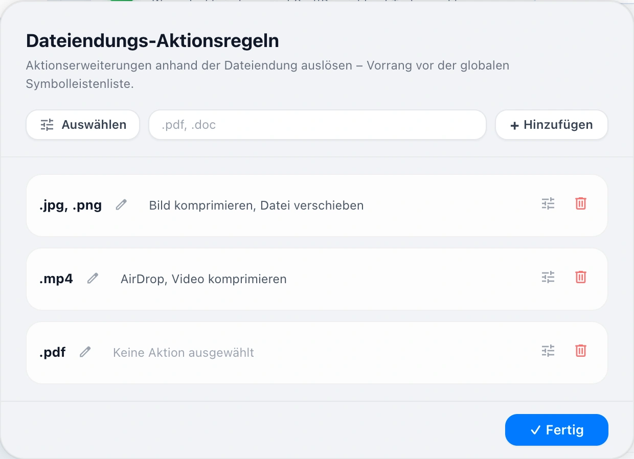 File Extension Rules Modal