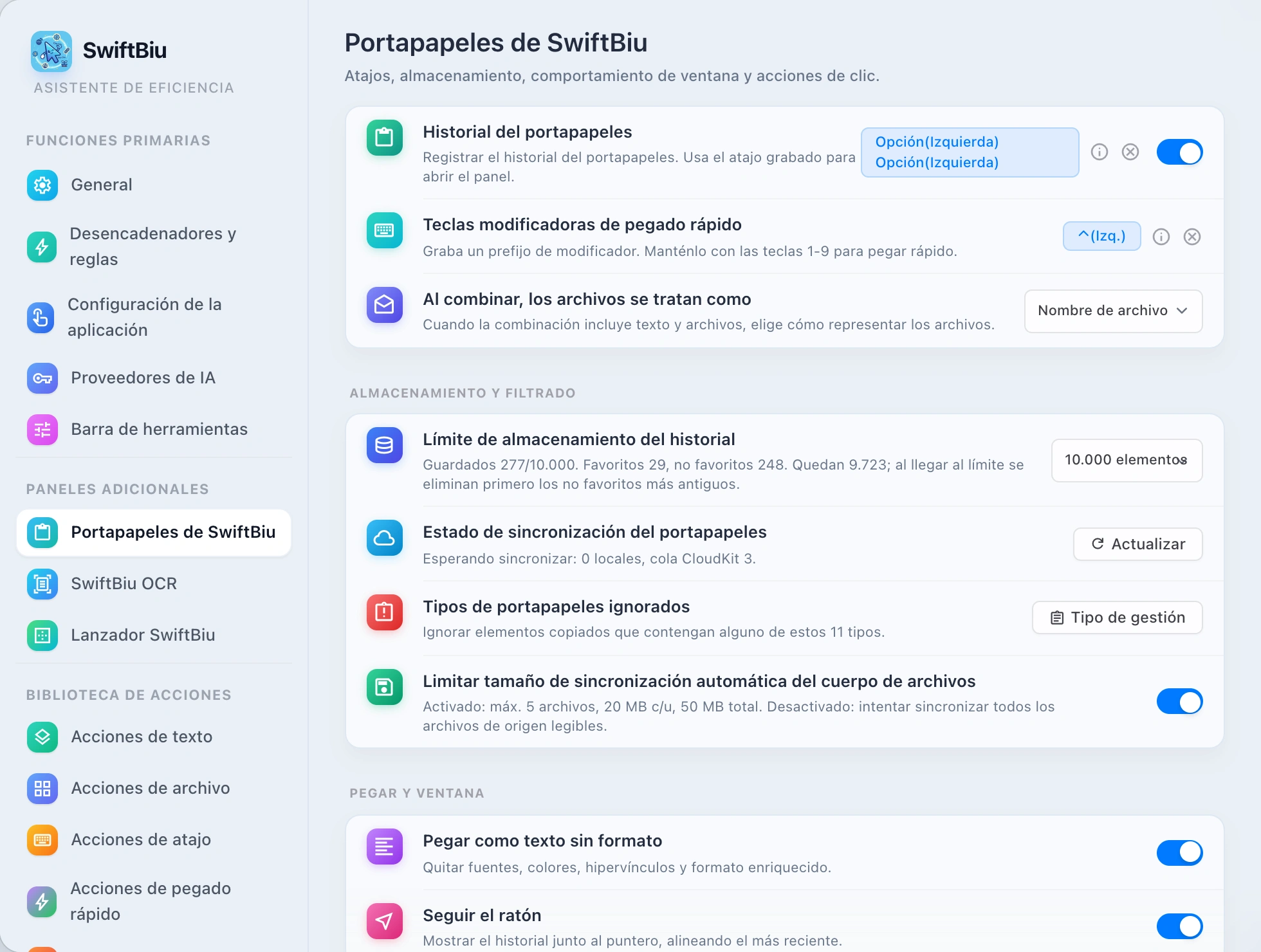 SwiftBiu Clipboard Preferences