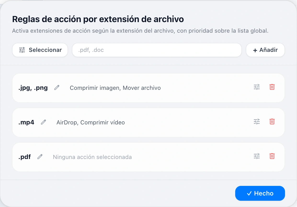 File Extension Rules Modal