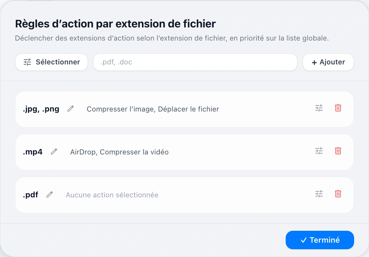 File Extension Rules Modal
