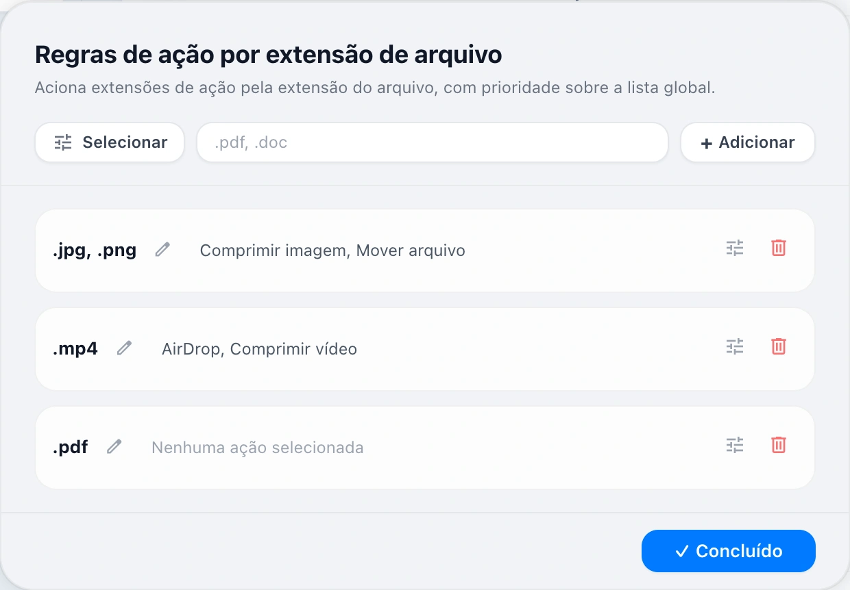 File Extension Rules Modal