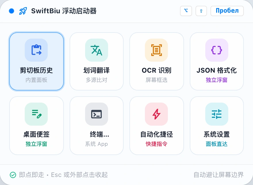 SwiftBiu Floating Launcher Panel