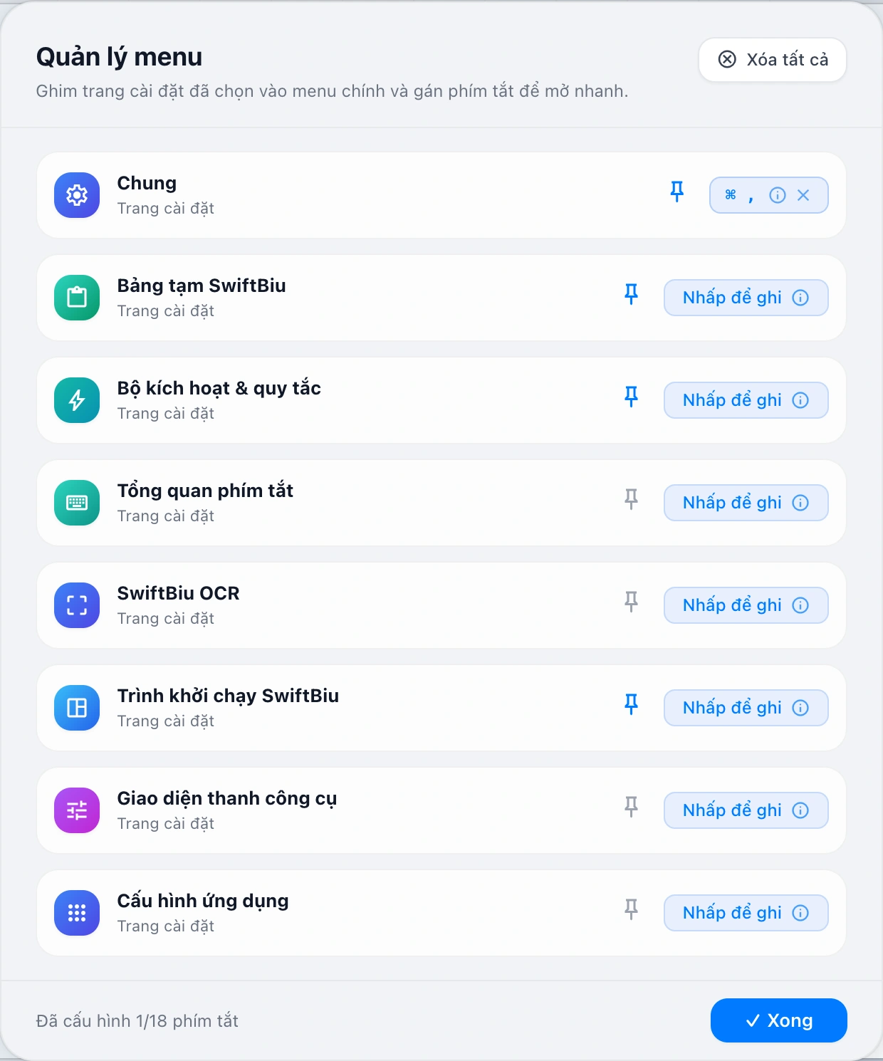 Menu Management Modal
