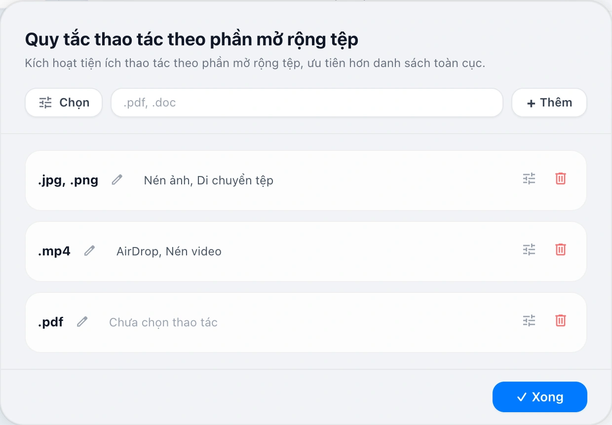 File Extension Rules Modal